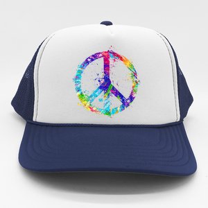 Peace Sign Paint Splatter Trucker Hat