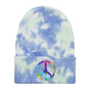 Peace Sign Paint Splatter Tie Dye 12in Knit Beanie