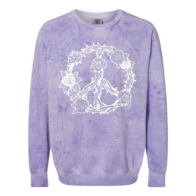 Peace Symbol Roses And Thorns Colorblast Crewneck Sweatshirt