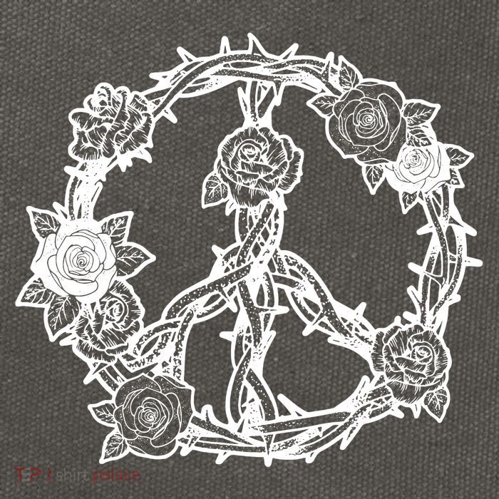 Peace Symbol Roses And Thorns Cotton Canvas Backpack