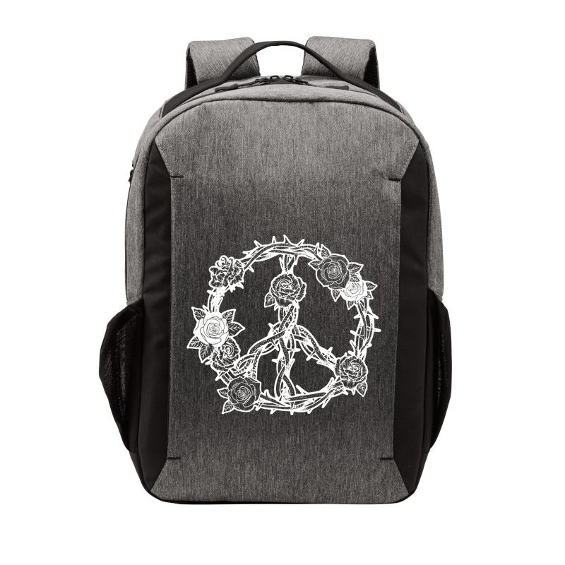 Peace Symbol Roses And Thorns Vector Backpack