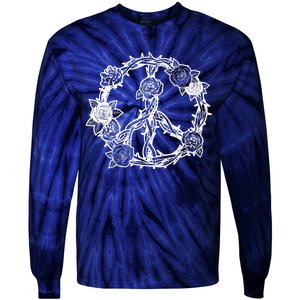 Peace Symbol Roses And Thorns Tie-Dye Long Sleeve Shirt