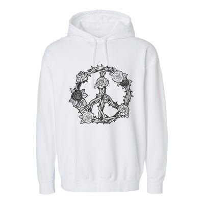 Peace Symbol Roses And Thorns Garment-Dyed Fleece Hoodie