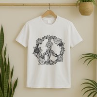 Peace Symbol Roses And Thorns T-Shirt