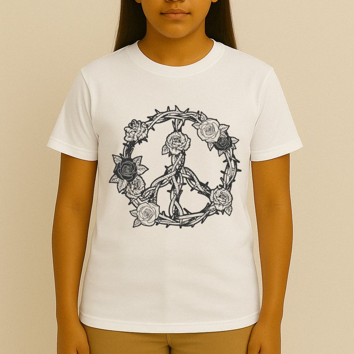 Peace Symbol Roses And Thorns T-Shirt