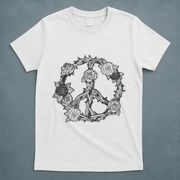 Peace Symbol Roses And Thorns T-Shirt