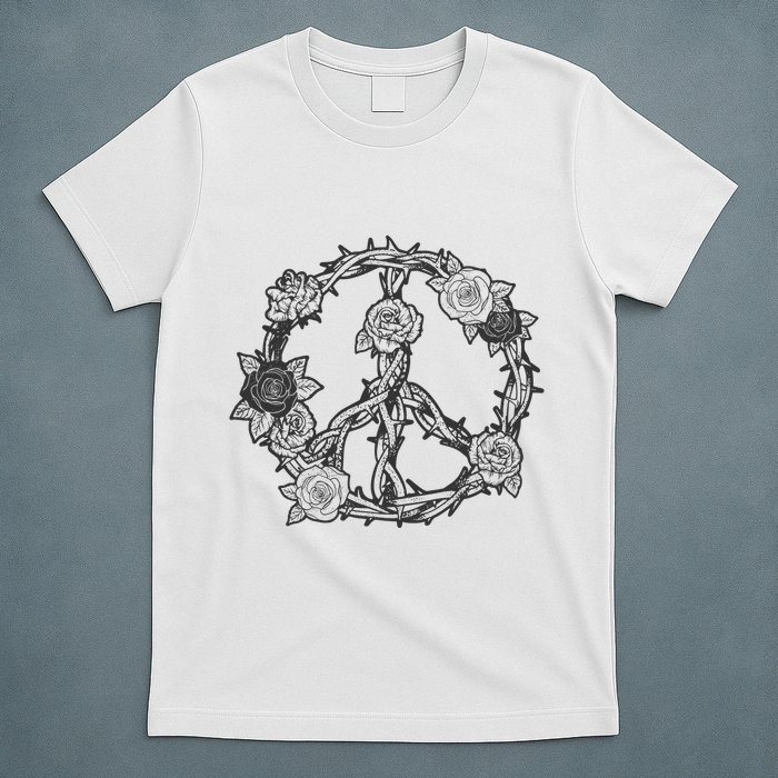Peace Symbol Roses And Thorns T-Shirt