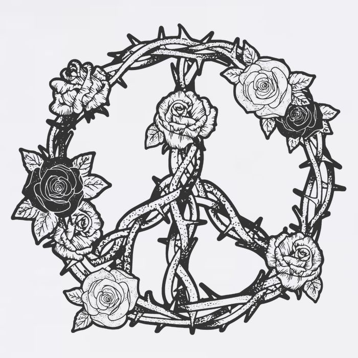 Peace Symbol Roses And Thorns Tall T-Shirt