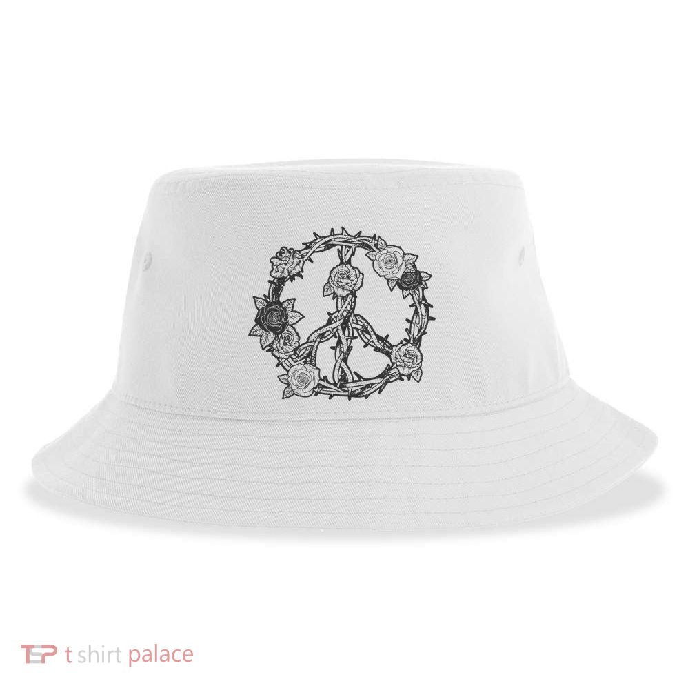 Peace Symbol Roses And Thorns Sustainable Bucket Hat