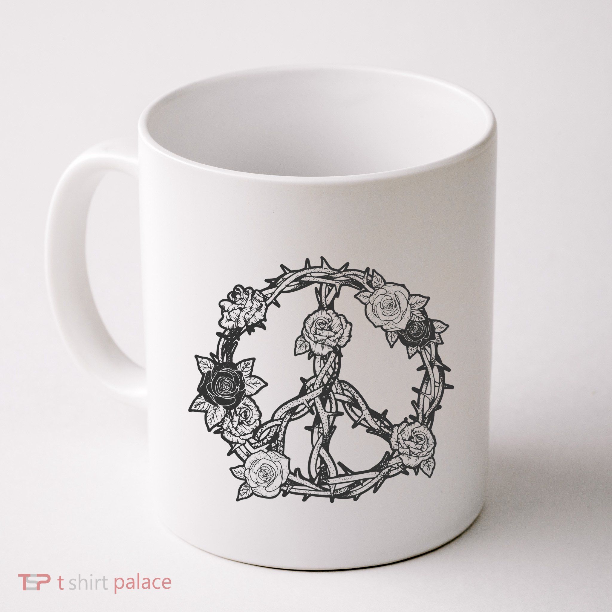 Peace Symbol Roses And Thorns Mug