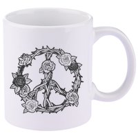 Peace Symbol Roses And Thorns 11oz C Handle Ceramic Mug