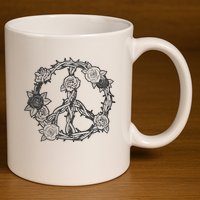 Peace Symbol Roses And Thorns 11oz C Handle Ceramic Mug