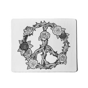 Peace Symbol Roses And Thorns Mousepad