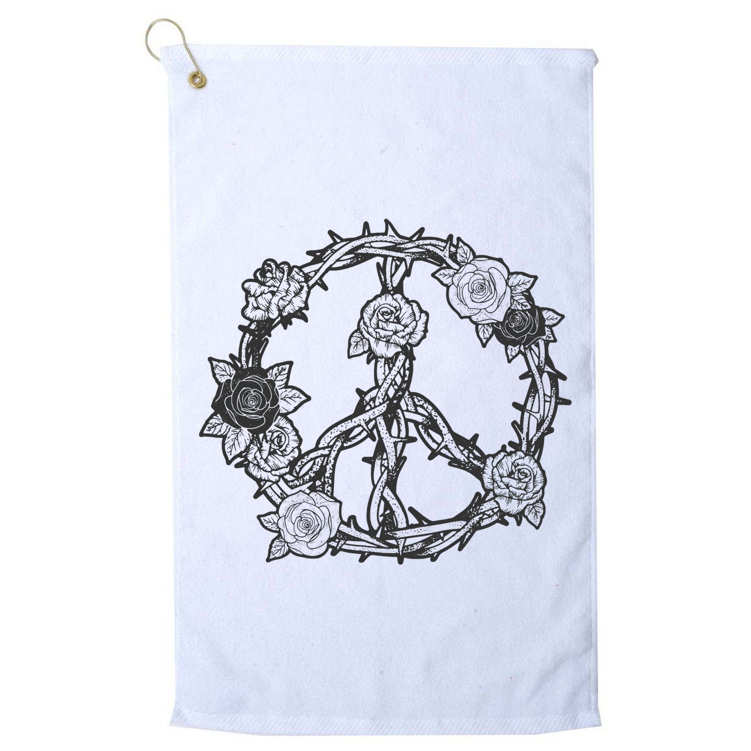 Peace Symbol Roses And Thorns Golf Towel