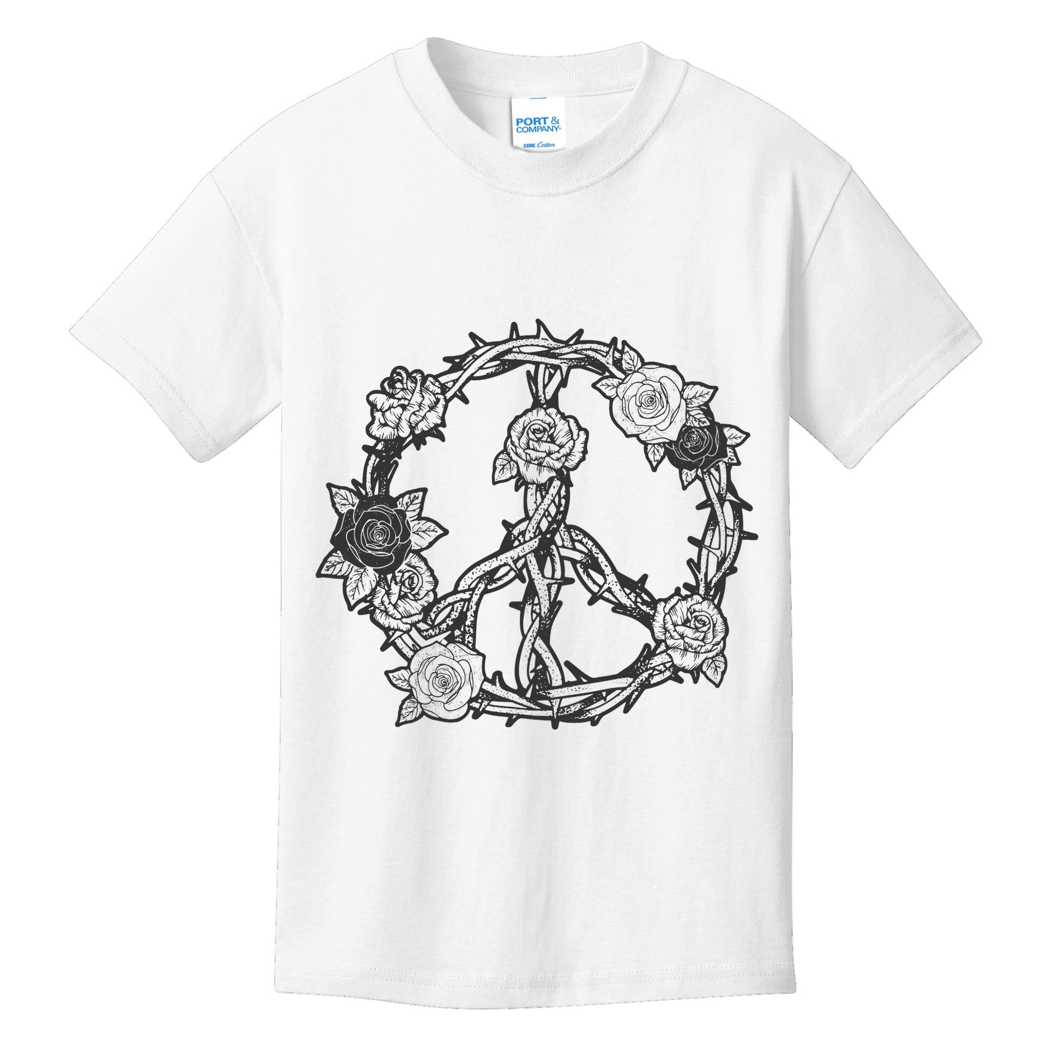 Peace Symbol Roses And Thorns Kids T-Shirt