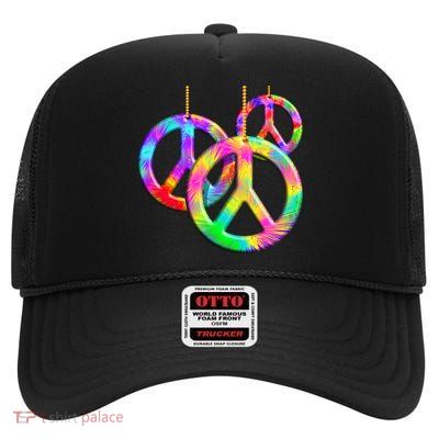 Peace Symbols Psychedelic Necklace High Crown Mesh Back Trucker Hat