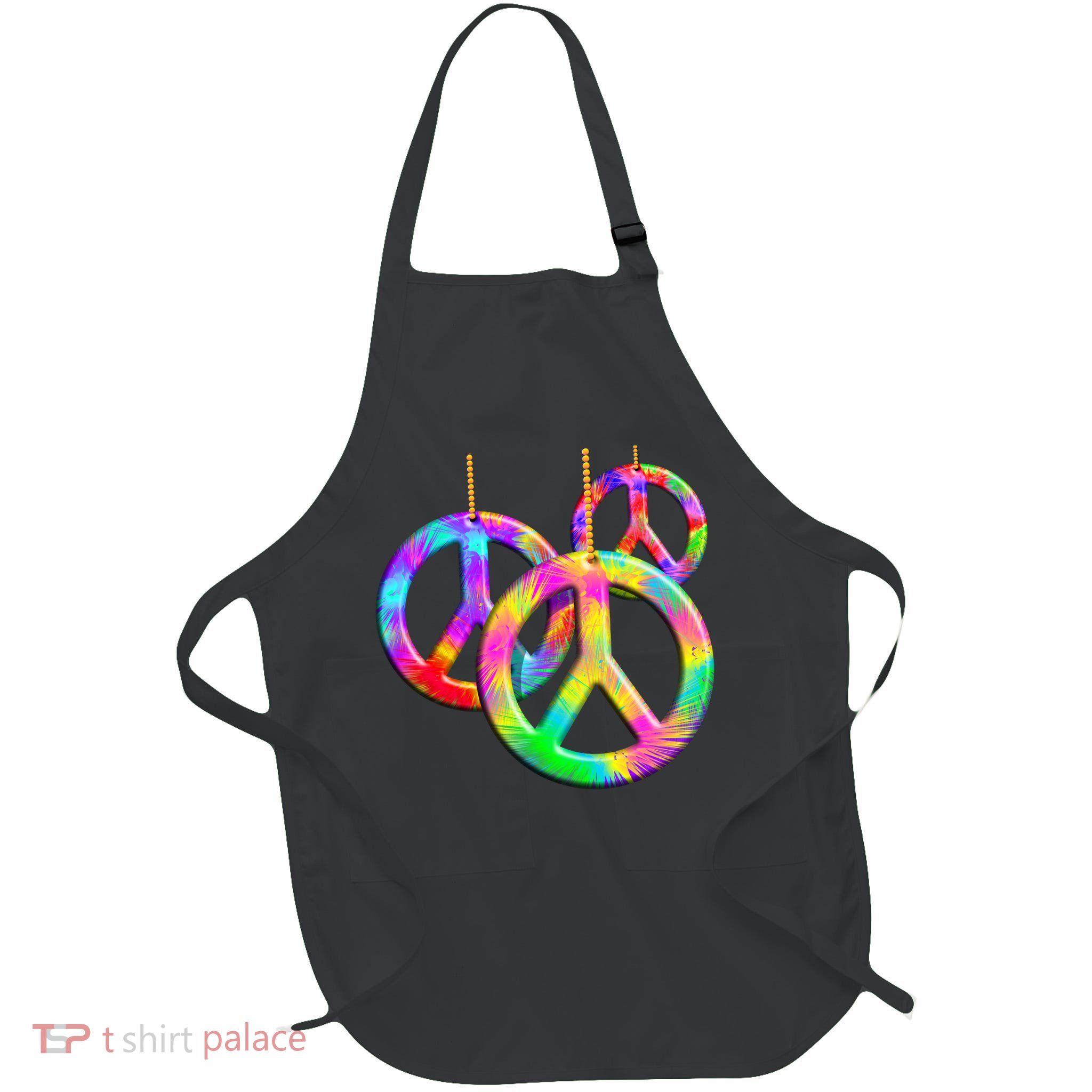Peace Symbols Psychedelic Necklace Full-Length Apron With Pockets