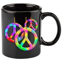Peace Symbols Psychedelic Necklace 11oz C Handle Ceramic Mug