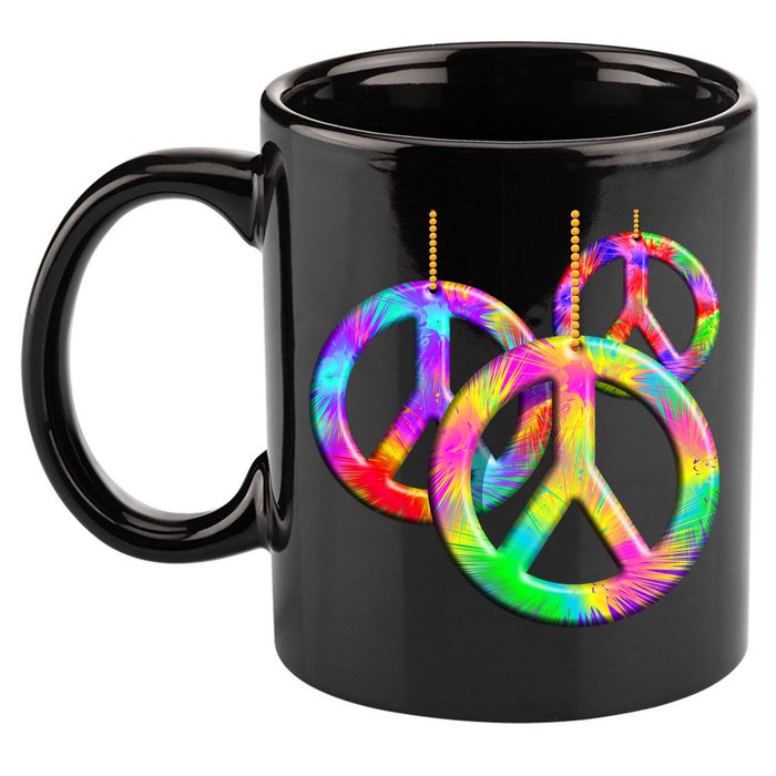 Peace Symbols Psychedelic Necklace 11oz C Handle Ceramic Mug