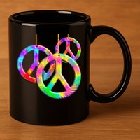 Peace Symbols Psychedelic Necklace 11oz C Handle Ceramic Mug
