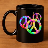 Peace Symbols Psychedelic Necklace 11oz C Handle Ceramic Mug