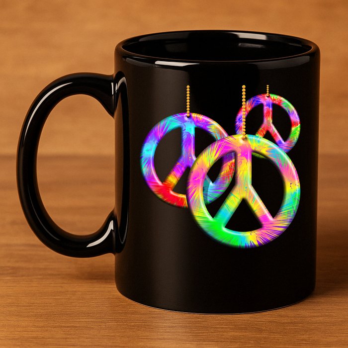 Peace Symbols Psychedelic Necklace 11oz C Handle Ceramic Mug