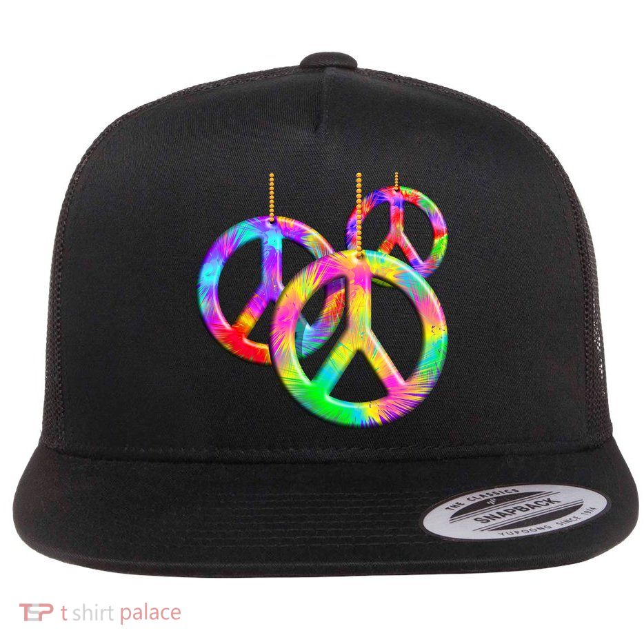 Peace Symbols Psychedelic Necklace Flatbill Hat