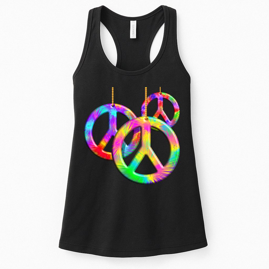 Peace Symbols Psychedelic Necklace Womens Tank Top