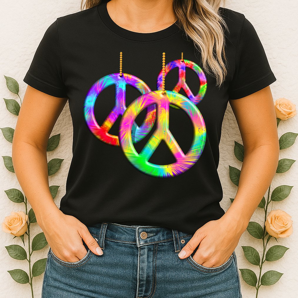 Peace Symbols Psychedelic Necklace Womens T-Shirt