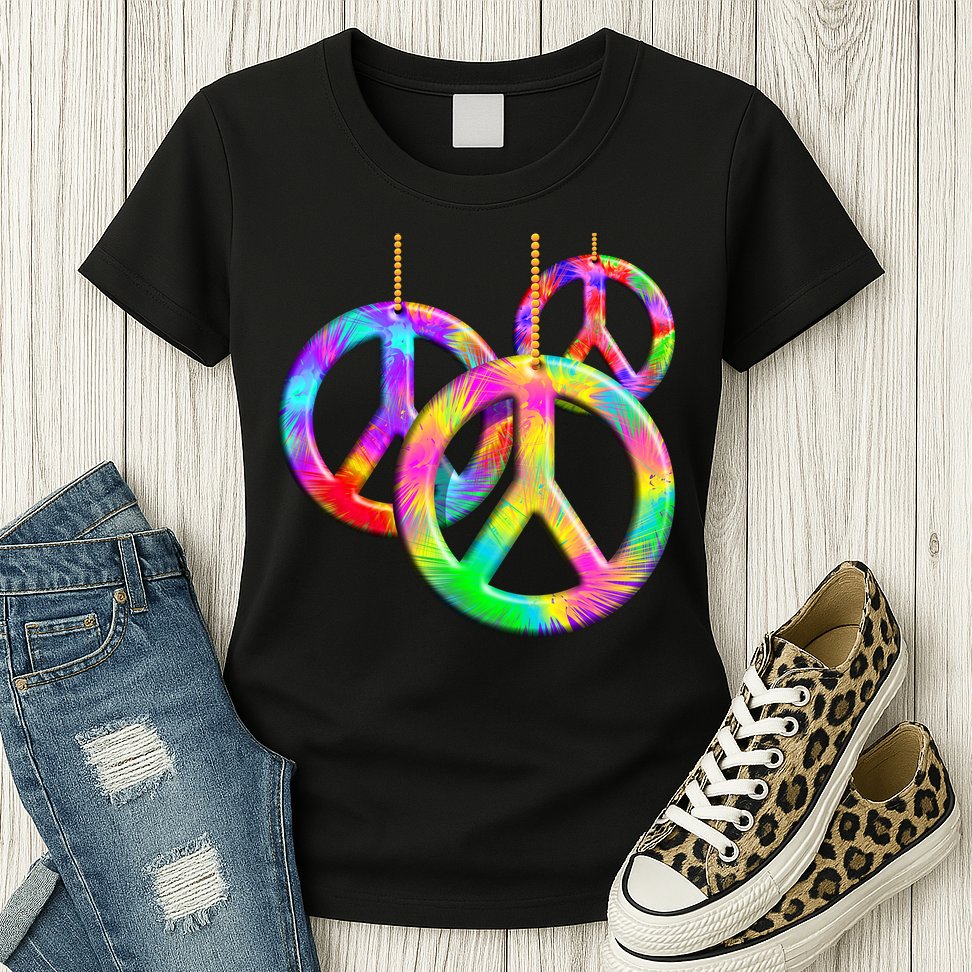 Peace Symbols Psychedelic Necklace Womens T-Shirt