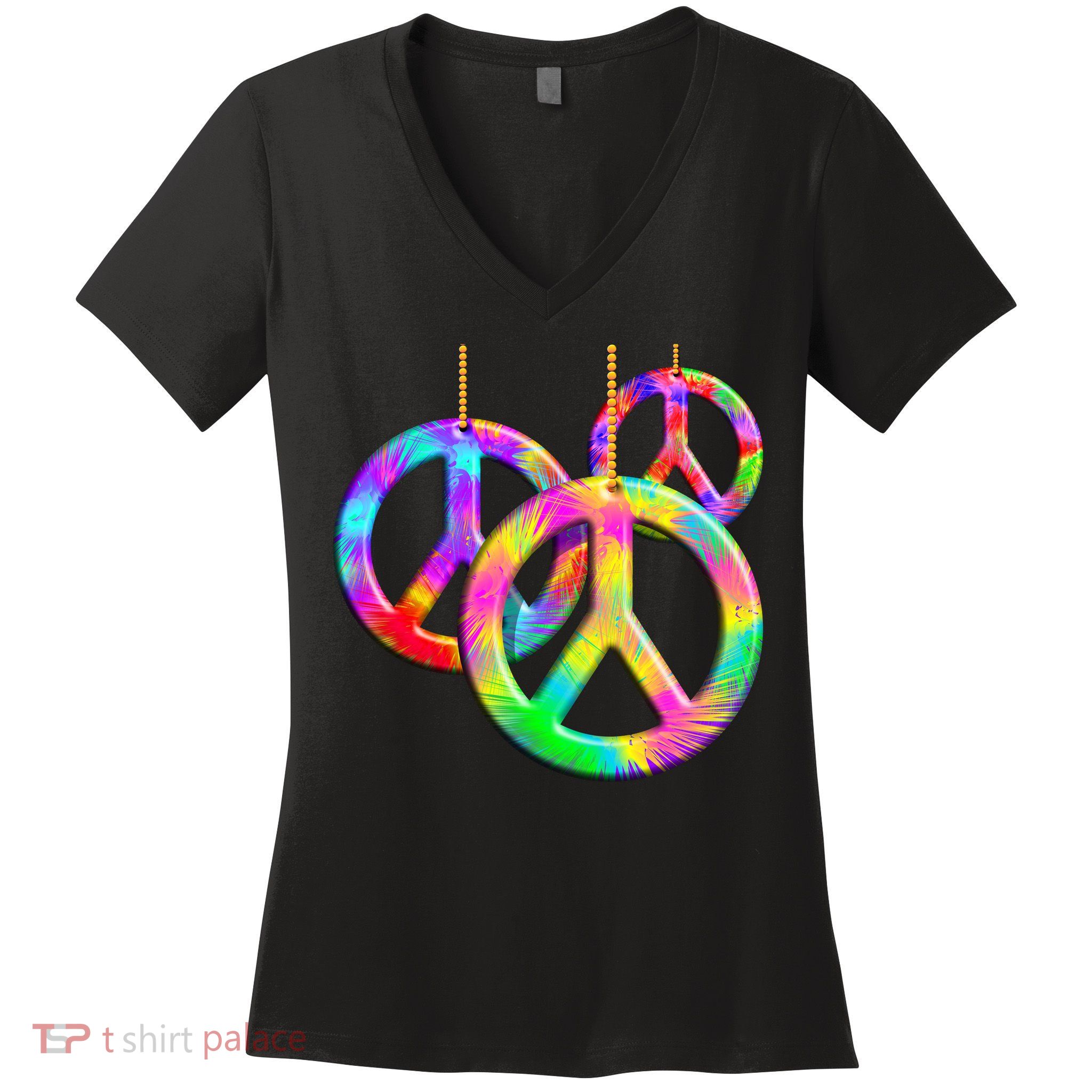 Peace Symbols Psychedelic Necklace Women's V-Neck T-Shirt