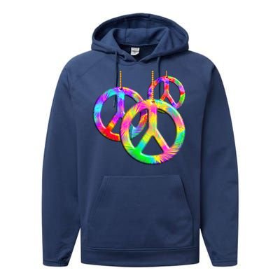 Peace Symbols Psychedelic Necklace Performance Fleece Hoodie