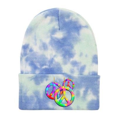 Peace Symbols Psychedelic Necklace Tie Dye 12in Knit Beanie