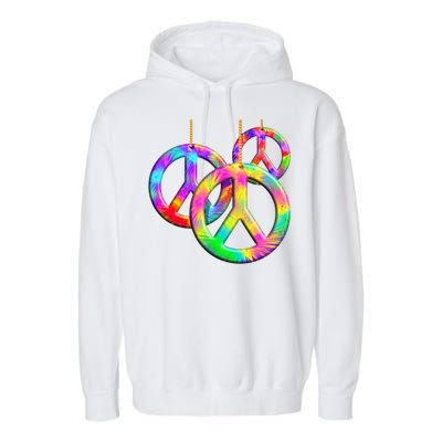 Peace Symbols Psychedelic Necklace Garment-Dyed Fleece Hoodie