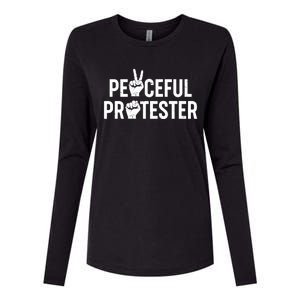 Peaceful Protester Peace Sign Protest Fist Womens Cotton Relaxed Long Sleeve T-Shirt