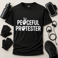 Peaceful Protester Peace Sign Protest Fist Cooling Performance Crew T-Shirt