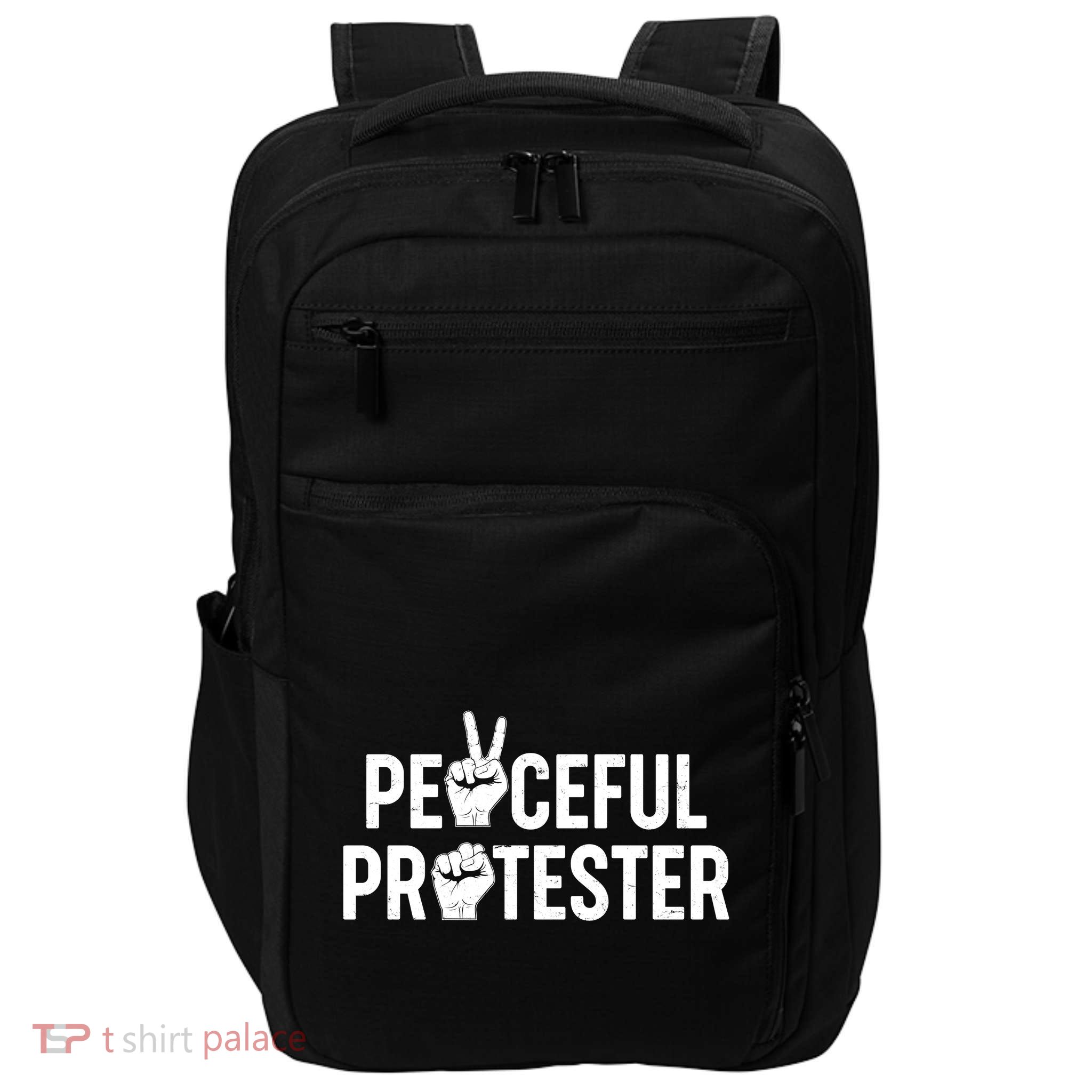 Peaceful Protester Peace Sign Protest Fist Impact Tech Backpack