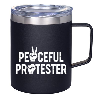 Peaceful Protester Peace Sign Protest Fist 12oz Stainless Steel Coffee Mug