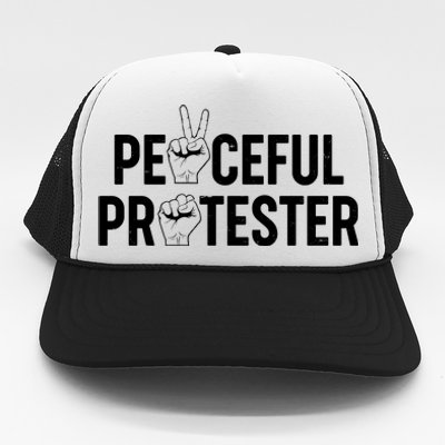 Peaceful Protester Peace Sign Protest Fist Trucker Hat