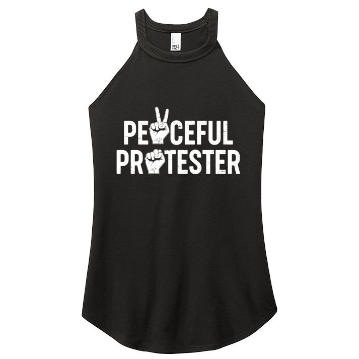 Peaceful Protester Peace Sign Protest Fist Women's Perfect Tri Rocker Tank