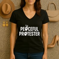 Peaceful Protester Peace Sign Protest Fist Women's V-Neck T-Shirt
