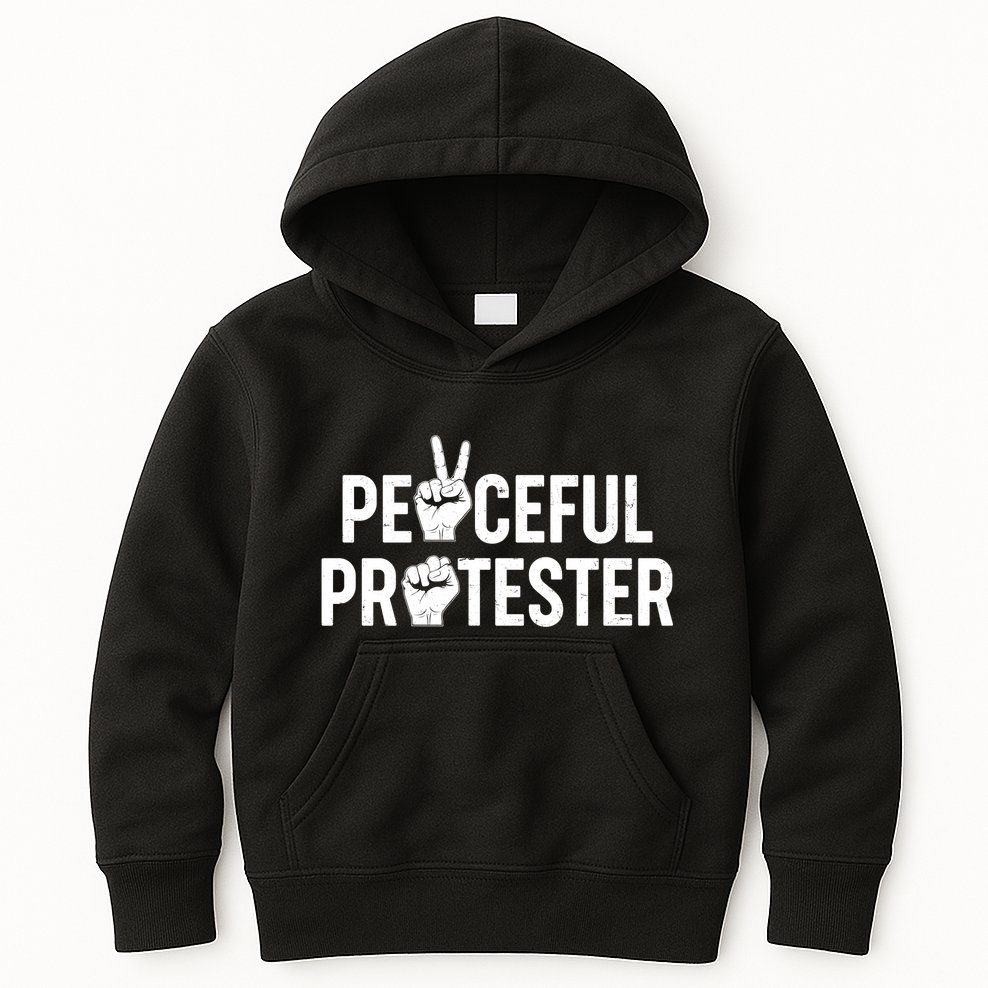 Peaceful Protester Peace Sign Protest Fist Kids Hoodie