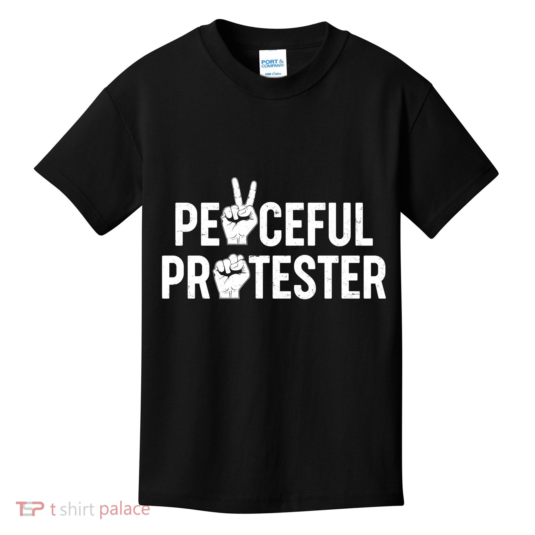 Peaceful Protester Peace Sign Protest Fist Kids T-Shirt