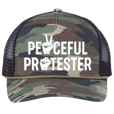 Peaceful Protester Peace Sign Protest Fist Retro Rope Trucker Hat Cap