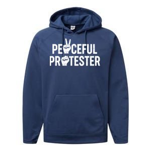 Peaceful Protester Peace Sign Protest Fist Performance Fleece Hoodie