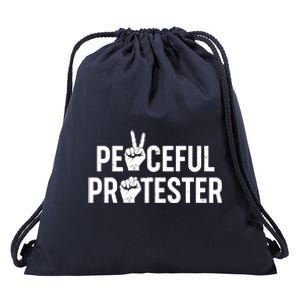 Peaceful Protester Peace Sign Protest Fist Drawstring Bag