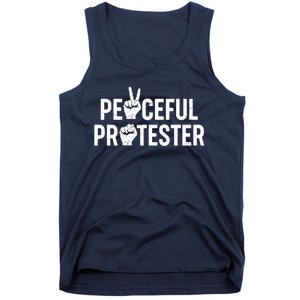 Peaceful Protester Peace Sign Protest Fist Tank Top