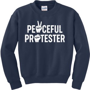 Peaceful Protester Peace Sign Protest Fist Kids Sweatshirt