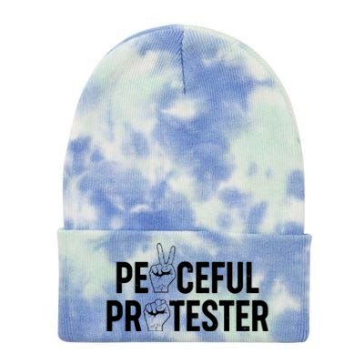 Peaceful Protester Peace Sign Protest Fist Tie Dye 12in Knit Beanie