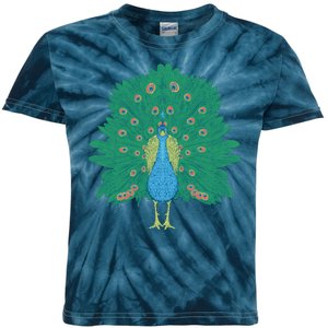 Peacock Bird Kids Tie-Dye T-Shirt